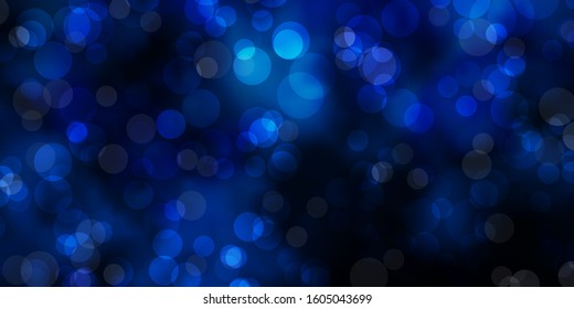 Dark BLUE vector texture with disks. Glitter abstract illustration with colorful drops. Design for posters, banners.