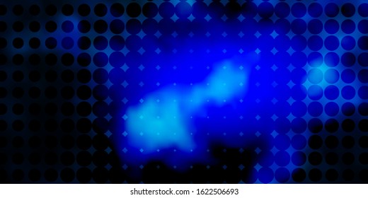 Dark BLUE vector texture with disks. Glitter abstract illustration with colorful drops. Design for your commercials.