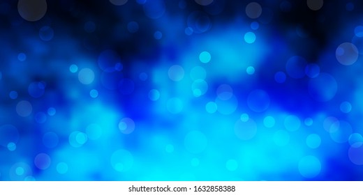 Dark BLUE vector texture with disks. Illustration with set of shining colorful abstract spheres. Design for posters, banners.