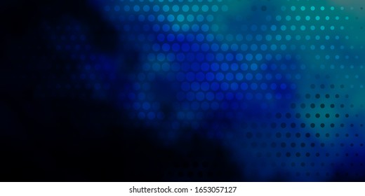 Dark BLUE vector texture with disks. Colorful illustration with gradient dots in nature style. Pattern for websites.