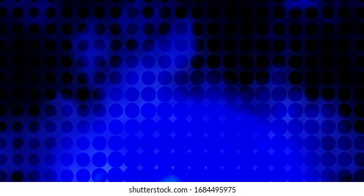 Dark BLUE vector texture with disks. Illustration with set of shining colorful abstract spheres. Pattern for business ads.