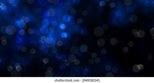 Textura de vector azul oscuro con discos. Ilustración abstracta brillante con gotas coloridas. Diseño para afiches, pancartas.