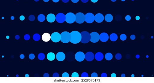Textura de vetor AZUL escuro com discos. Ilustração abstrata com pontos coloridos no estilo da natureza. Novo modelo para um livro de marcas.