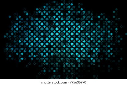 Dark BLUE vector  texture with disks. Glitter abstract illustration with blurred drops of rain. The pattern can be used for ads, leaflets of liquid.