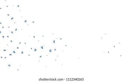 Dark BLUE vector texture with financial symbols. Abstract illustration with colored financial digital symbols. The pattern can be used for ad, booklets, leaflets of banks.