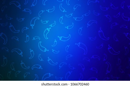 Dark BLUE vector texture with hot peppers. Blurred decorative design of peppers in doodle style. Template for meal cooking in kitchen.