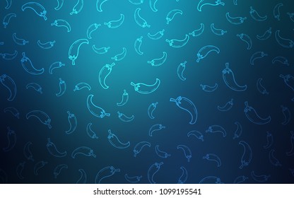 Dark BLUE vector texture with hot peppers. Blurred decorative design of peppers in doodle style. Template for meal cooking in kitchen.