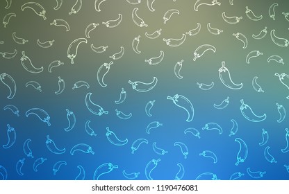 Dark BLUE vector texture with hot peppers. Glitter abstract sketch with hot peppers. Doodle design for your business advert of cafes.