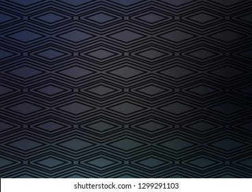 Dark BLUE vector texture with lines, rhombuses. Colorful lines, squares on abstract background with gradient. Best design for your ad, poster, banner.