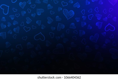 Dark BLUE vector texture with lovely hearts. Illustration with hearts in love concept for valentine's day. Template for Valentine's greeting postcards.