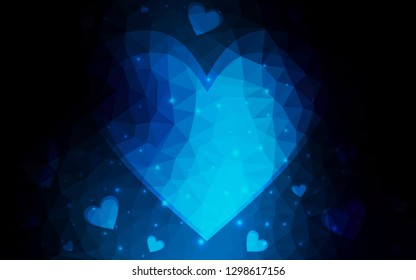 DARK BLUE vector  texture with lovely hearts. Blurred decorative design in doodle style with hearts. Pattern for marriage gifts, congratulations.