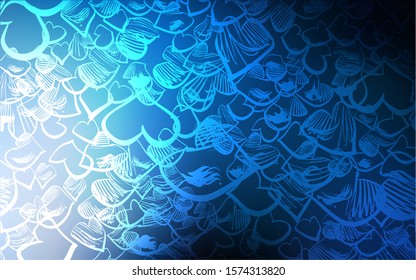Dark BLUE vector texture with lovely hearts. Illustration with hearts in love concept for valentine's day. Template for Valentine's greeting postcards.