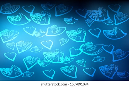 Dark BLUE vector texture with lovely hearts. Illustration with hearts in love concept for valentine's day. Pattern for carnival, festival romantic leaflets.