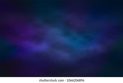 Dark BLUE vector texture with milky way stars. Shining colored illustration with bright astronomical stars. Best design for your ad, poster, banner.