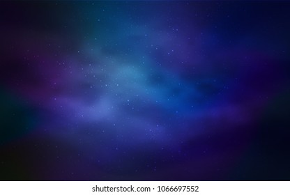 Dark BLUE vector texture with milky way stars. Glitter abstract illustration with colorful cosmic stars. Pattern for astrology websites.