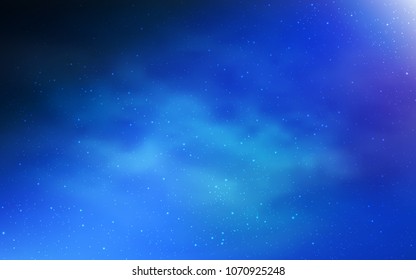 Dark BLUE vector texture with milky way stars. Blurred decorative design in simple style with galaxy stars. Template for cosmic backgrounds.