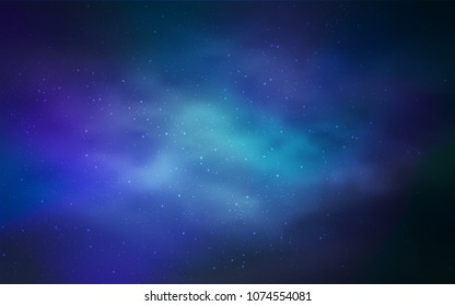 Dark BLUE vector texture with milky way stars. Glitter abstract illustration with colorful cosmic stars. Pattern for astronomy websites.