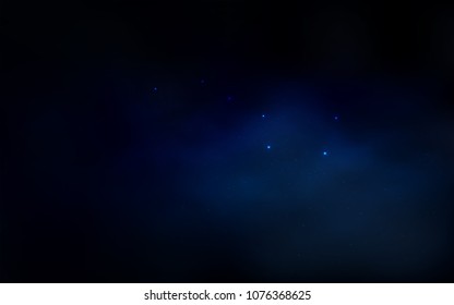 Dark BLUE vector texture with milky way stars. Shining colored illustration with bright astronomical stars. Best design for your ad, poster, banner.