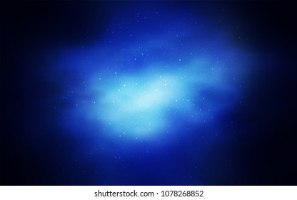 Dark BLUE vector texture with milky way stars. Glitter abstract illustration with colorful cosmic stars. Pattern for futuristic ad, booklets.