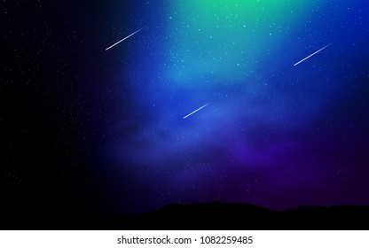 Dark BLUE vector texture with milky way stars. Space stars on blurred abstract background with gradient. Smart design for your business advert.