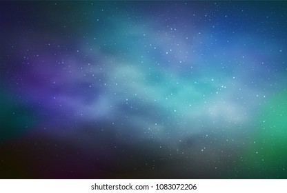 Dark BLUE vector texture with milky way stars. Space stars on blurred abstract background with gradient. Pattern for astrology websites.