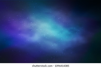 Dark BLUE vector texture with milky way stars. Space stars on blurred abstract background with gradient. Pattern for futuristic ad, booklets.
