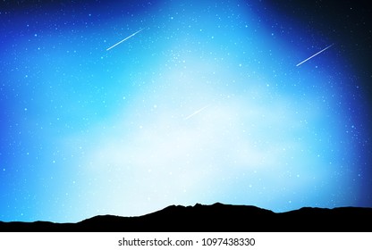 Dark BLUE vector texture with milky way stars. Shining colored illustration with bright astronomical stars. Pattern for futuristic ad, booklets.