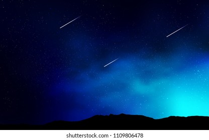 Dark BLUE vector texture with milky way stars. Space stars on blurred abstract background with gradient. Pattern for futuristic ad, booklets.