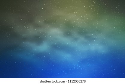 Dark BLUE vector texture with milky way stars. Glitter abstract illustration with colorful cosmic stars. Pattern for futuristic ad, booklets.