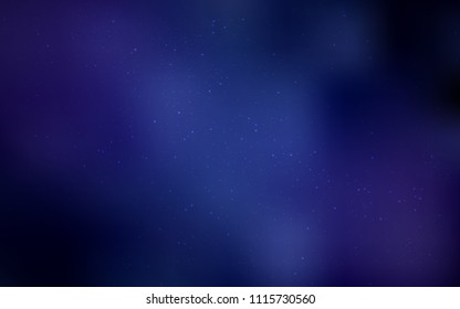 Dark BLUE vector texture with milky way stars. Space stars on blurred abstract background with gradient. Best design for your ad, poster, banner.