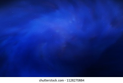 Dark BLUE vector texture with milky way stars. Blurred decorative design in simple style with galaxy stars. Template for cosmic backgrounds.