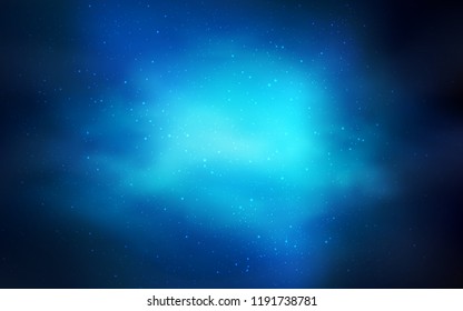 Dark BLUE vector texture with milky way stars. Shining colored illustration with bright astronomical stars. Smart design for your business advert.