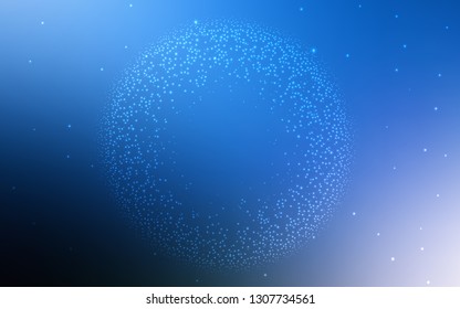 Dark BLUE vector texture with milky way stars. Space stars on blurred abstract background with gradient. Pattern for futuristic ad, booklets.