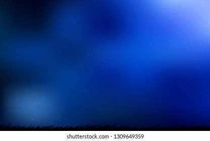 Dark BLUE vector texture with milky way stars. Blurred decorative design in simple style with galaxy stars. Best design for your ad, poster, banner.