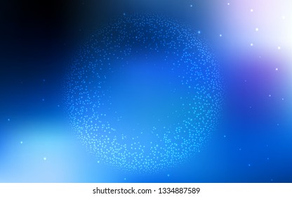 Dark BLUE vector texture with milky way stars. Shining colored illustration with bright astronomical stars. Pattern for futuristic ad, booklets.