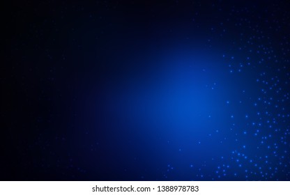 Dark BLUE vector texture with milky way stars. Space stars on blurred abstract background with gradient. Best design for your ad, poster, banner.