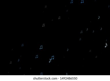 Dark BLUE vector texture with musical notes. Decorative design in abstract style with music shapes. Pattern for festival leaflets.