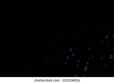 Dark BLUE vector texture with musical notes. Isolated colorful music keys on abstract background. Pattern for festival leaflets.