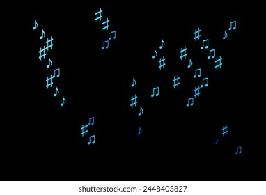 Textura de Vector azul oscuro con notas musicales. Ilustración abstracta moderna con teclas de melodía. Patrón para el anuncio escolar, folletos.