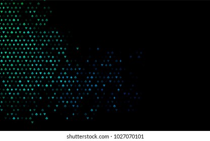 Dark BLUE vector texture with playing cards. Shining illustration with hearts, spades, clubs, diamonds. Pattern for leaflets of poker games, events.