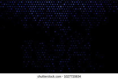 Dark BLUE vector texture with playing cards. Glitter abstract sketch with isolated symbols of playing cards. Pattern for leaflets of poker games, events.