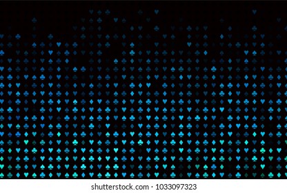Dark BLUE vector texture with playing cards. Colorful gradient with signs of hearts, spades, clubs, diamonds. Smart design for your business advert of casinos.