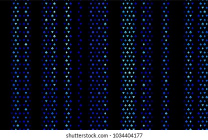Dark BLUE vector texture with playing cards. Colorful gradient with signs of hearts, spades, clubs, diamonds. Pattern for booklets, leaflets of gambling houses.