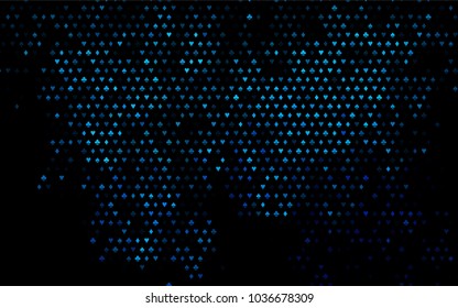 Dark BLUE vector texture with playing cards. Colored illustration with hearts, spades, clubs, diamonds. Pattern for booklets, leaflets of gambling houses.