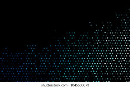 Dark BLUE vector texture with playing cards. Glitter abstract sketch with isolated symbols of playing cards. Design for ad, poster, banner of gambling websites.
