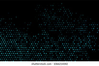 Dark BLUE vector texture with playing cards. Illustration with set of hearts, spades, clubs, diamonds. Design for ad, poster, banner of gambling websites.