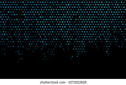 Dark BLUE vector texture with playing cards. Glitter abstract sketch with isolated symbols of playing cards. Pattern for leaflets of poker games, events.