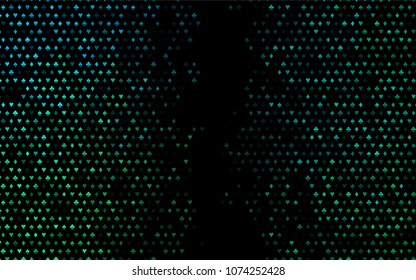 Dark BLUE vector texture with playing cards. Colored illustration with hearts, spades, clubs, diamonds. Template for business cards of casinos.