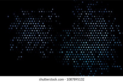 Dark BLUE vector texture with playing cards. Glitter abstract sketch with isolated symbols of playing cards. Template for business cards of casinos.
