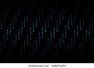 Dark BLUE vector texture with playing cards. Colored illustration with hearts, spades, clubs, diamonds. Pattern for leaflets of poker games, events.